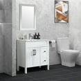 thumbnail image 3 of Wonline 32in. White Bathroom Vanity Sink Combo Integrated Ceramic Sink Cabinet with Faucet Mirror Drain Wallmounted, 3 of 9