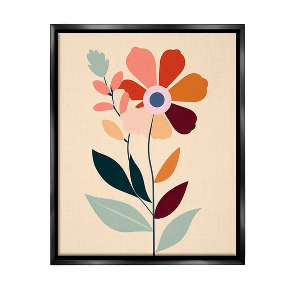 Stupell Industries Modern Flower Sprigs Botanical & Floral Painting Black Floater Framed Canvas Art Print Wall Art, 17 x 21