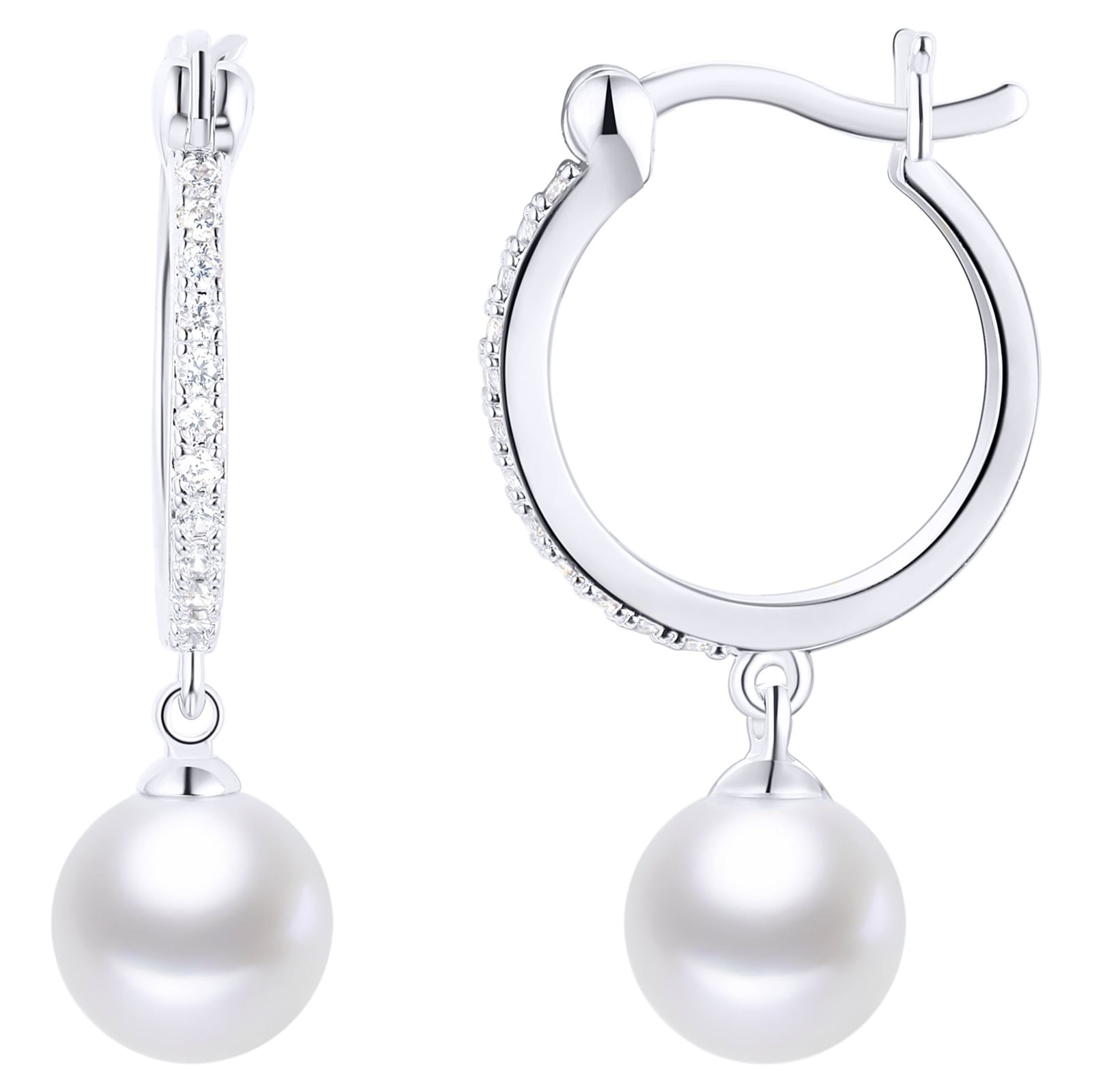 Believe by Brilliance Simulated Pearl and Cubic Zirconia Earring Trio in Fine Silver Plated Brass