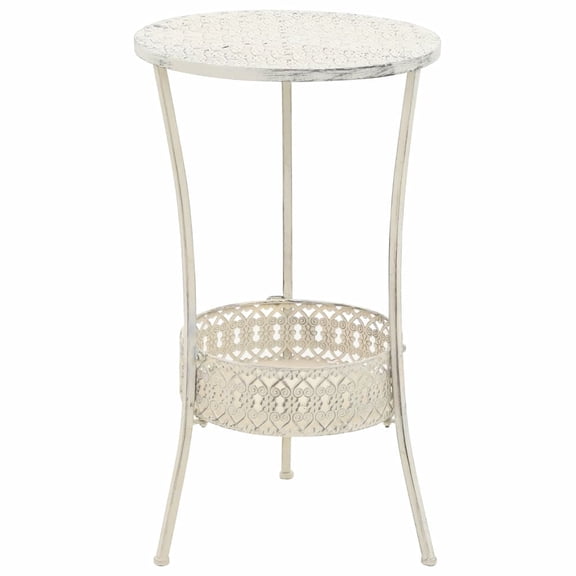 vidaXL Bistro Table Vintage Style Round Metal 15.7"x27.5" White
