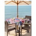 thumbnail image 3 of Outdoor Tablecloth with Umbrella Hole for Patio/Picnic/Party/Camping, Purple Pink Floral Waterproof Table Cloth Square Cover Washable, Spring Watercolor Country Flower (54"x 54"), 3 of 8