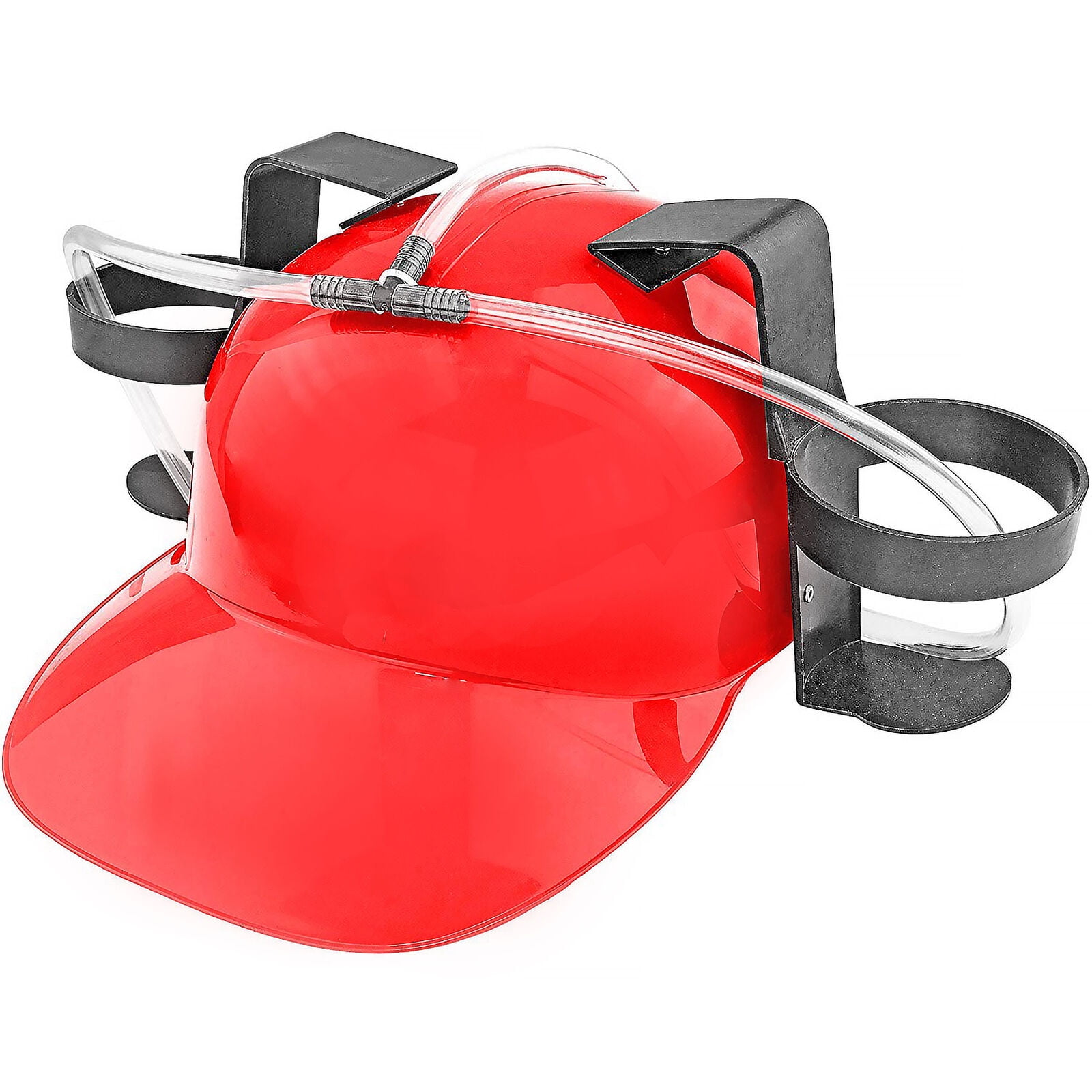Beer & Soda Guzzler Helmet Drinking Hat, Red