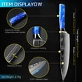 thumbnail image 3 of Kitchen Knife Damascus Laser Steel Professional Chef Knives 7CR17 440C Stainless Steel Ultra Sharp Santoku Slicing Cleaver Knife with Blue Resin Handle Cooking Tools, 3 of 8