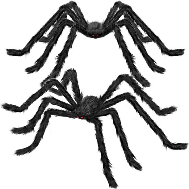 Decoraciones de Halloween QPMR, 2 unidades, 150 cm, arañas gigantes negras