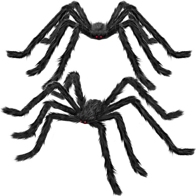 Decoraciones de Halloween QPMR, 2 unidades, 150 cm, arañas gigantes negras