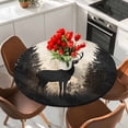 thumbnail image 2 of Rustic Forest Deer Round Tablecloth 55-60 Inch Round Fitted Table Cloth with Elastic Edge, Retro Farmhouse Country Animals Tree Waterproof Table Cover Protector for Outdoor Picnic Party Dining, 2 of 6