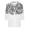 thumbnail image 5 of CYMMPU Tunic Tops 3/4 Sleeve Loose Fit Blouses for Women Dressy Casual Floral Printed Spring Tops V Neck Summer Fashion Shirts Business Elegant Work Topss M, 5 of 5