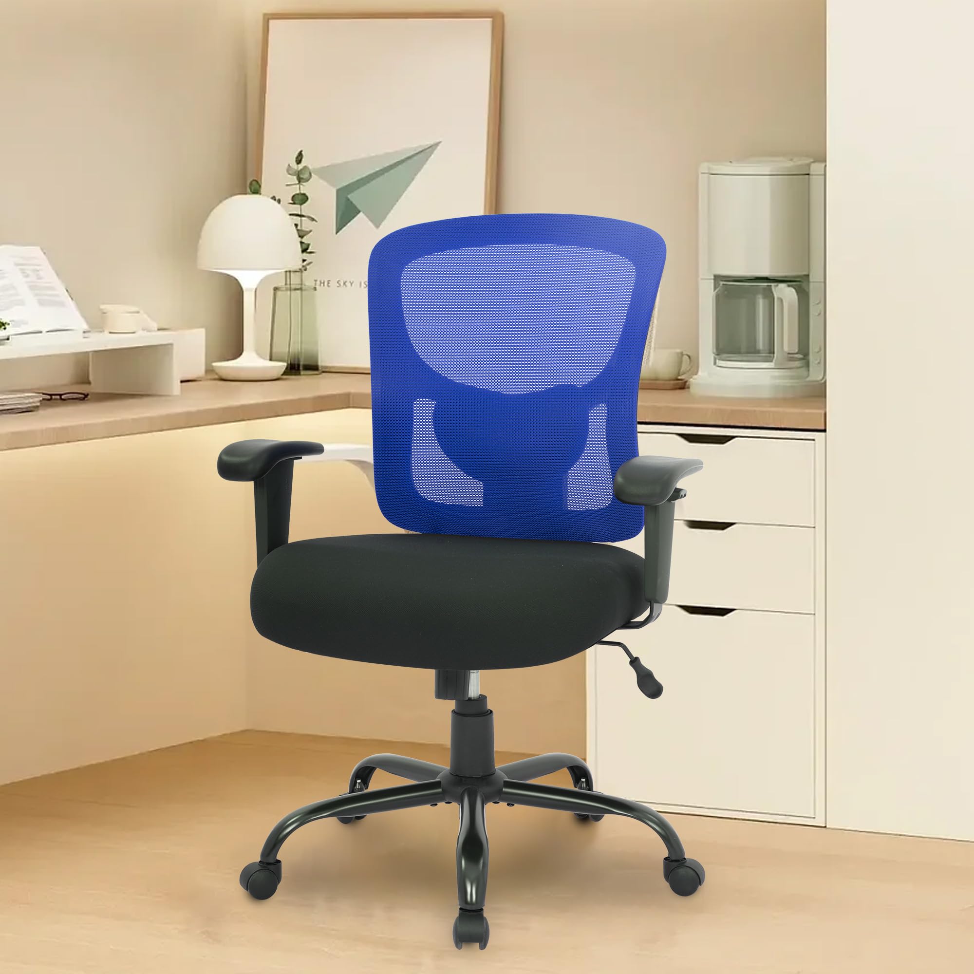 PayLessHere 500lb Mesh Office Chair，Ergonomic Rolling Swivel Desk Chair for Women, Men (Blue)