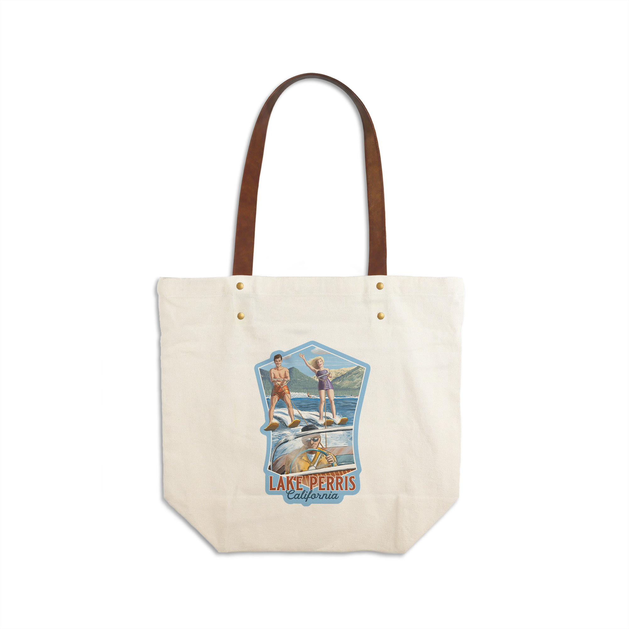 Lake Perris, California, Water Skiing Scene, Contour (Canvas Deluxe ...