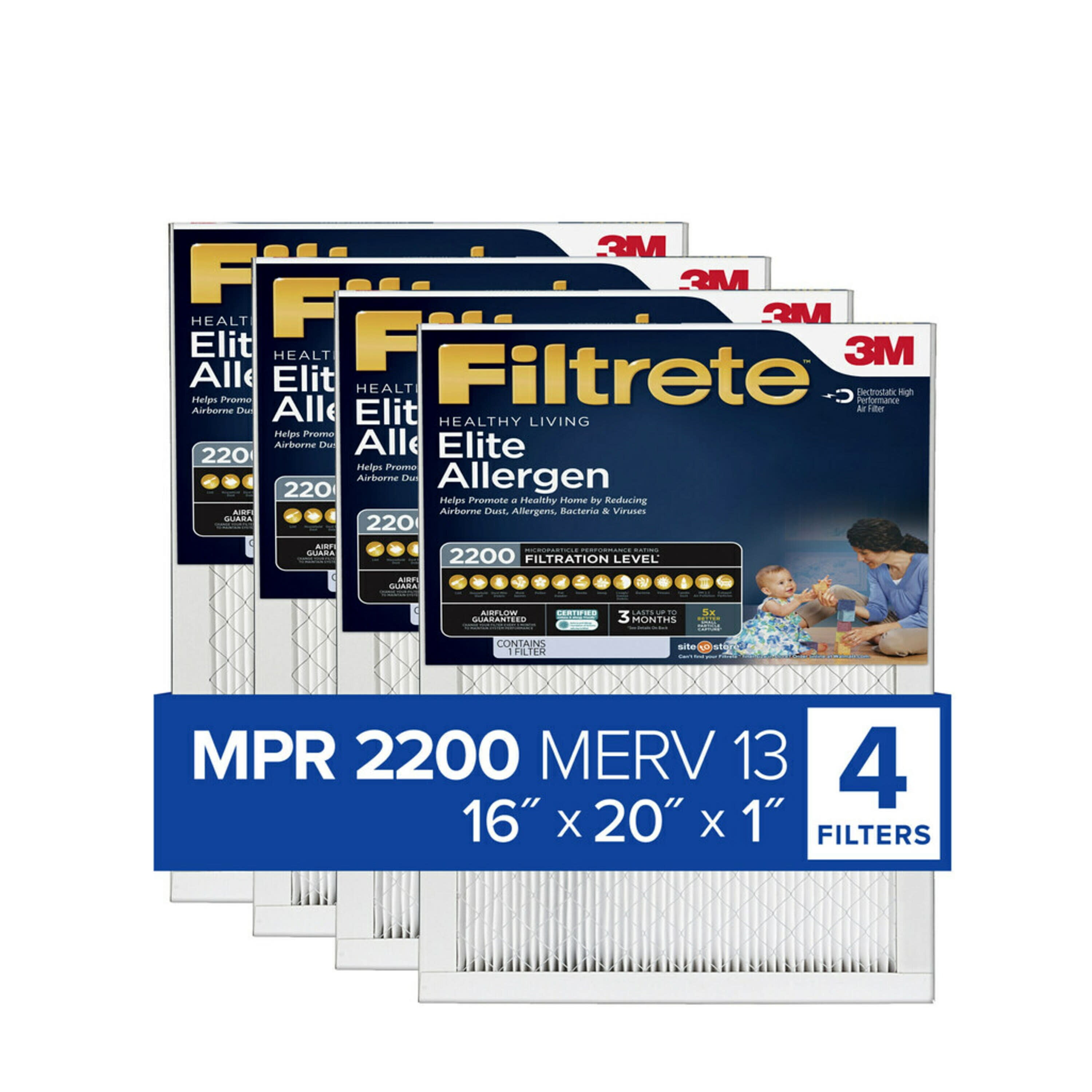 2pk Furnace Air Filter 14x20x1 MERV 13 FRAM Home w/Enhanced Allergen Protection 