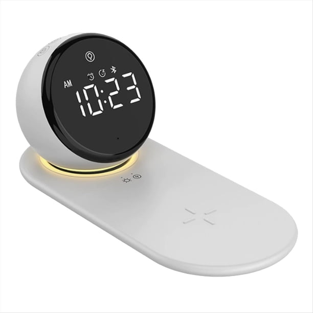 Despertador Digital, Luces Nocturnas, Cargador Inalámbrico Rápido de 15 W, Lámpara de Mesa Táctil Regulable de 3 Niveles con Función de Repetición.