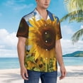 thumbnail image 3 of Sikiie Sky Golden Sunflower Field Print Men's Hawaiian Shirt, Summer Beach Button Pocket Short Sleeve T-Shirt,Small, 3 of 7