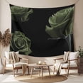 thumbnail image 2 of Sage Green Rose Tapestry for Bedroom Wall Hanging Tapestry, Vintage Abstract Garden Flower Floral Black Ceiling Backdrop Tapestries Poster Blanket Wall Decor for Teens Room Living Room Dorm 51" x 59", 2 of 8
