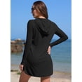thumbnail image 2 of ANFERRY Hooded Rash Guards for Women Long Sleeve Full Zip UV Protection Jacket with Pockets Outdoor Running Hiking Swimming Sun Shirts, 2 of 8