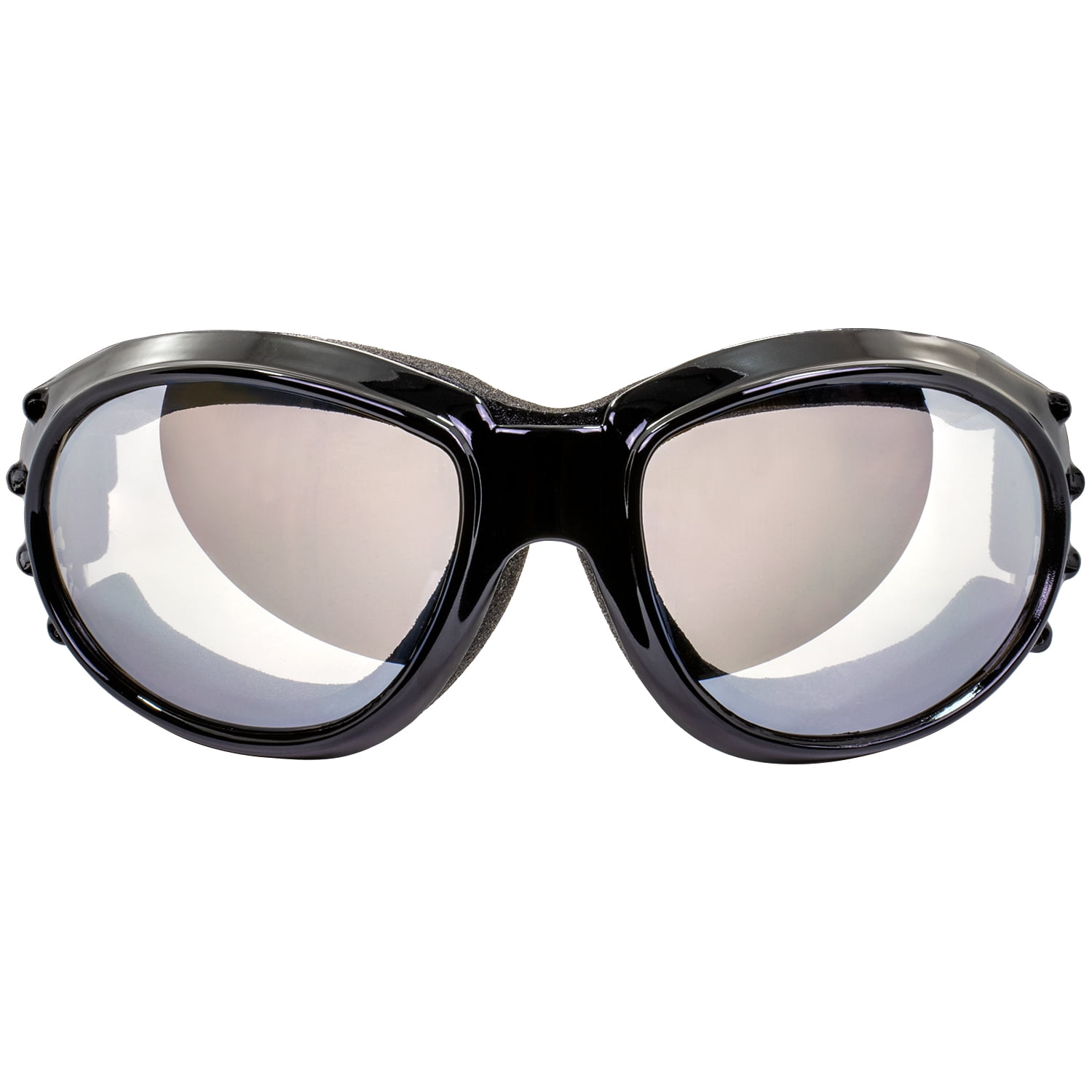 Birdz Eyewear Eagle Padded Motorcycle Goggles Anti Fog 2 Pairs Black Frames With Clear Mirror And Dark Mirror Lenses