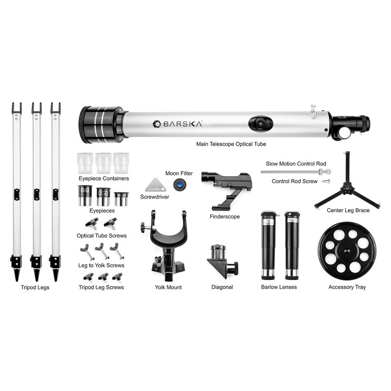 525 Power, 70060 Starwatcher Refractor, AZ, Silver, Red Dot