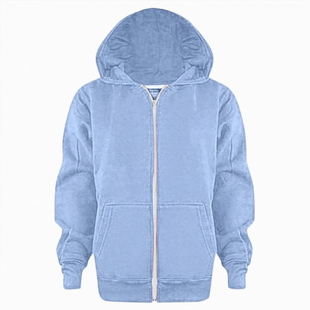 4-5 Years Toddler Boys Girls Zipper Sweatshirt Solid Hoodie Long Sleeve Pullover with Kangaroo Pocket Fall Winter School Casual Basic Clothes for 3-12T Toddler Kids & Teens