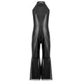 thumbnail image 4 of CHICTRY Girls Sleeveless High Waist Disco Jumpsuit Kids Shiny Metallic Bell-bottom Bodysuit Black 16, 4 of 7