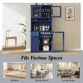 thumbnail image 6 of Euroco Farmhouse 35.4x17.7x74.8inch Freestanding Buffet with Hutch, Tall Kitchen Pantry Storage Cabinet with Wine Rack and Adjustable Shelves for Dining Room, Blue, 6 of 9
