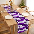 thumbnail image 3 of Purple White Moire Table Runner - 108 Inch Long, Kitchen Dining Table Runner Dresser Scarves, Modern Abstract Art Farmhouse Decor for Coffee Tables Wedding Party Banquet, 3 of 8