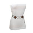 thumbnail image 5 of Women Antique Silver Metal Ethnic Belt Brown Flower Charm S M, 5 of 11