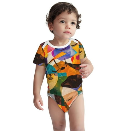 

Kdxio Abstract Musical Faces Pattern Unisex Baby Cotton Short Sleeve Bodysuits-3 Months