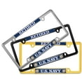 thumbnail image 7 of [Officially Licensed Product] - U.S. Navy Retired with Eagle, Anchor Logo - Domed Custom-Made Personalized Narrow (Thin) Top 4 Hole Metal Car License Plate Frame with Free caps - Gold (Qty:1 Frame), 7 of 7