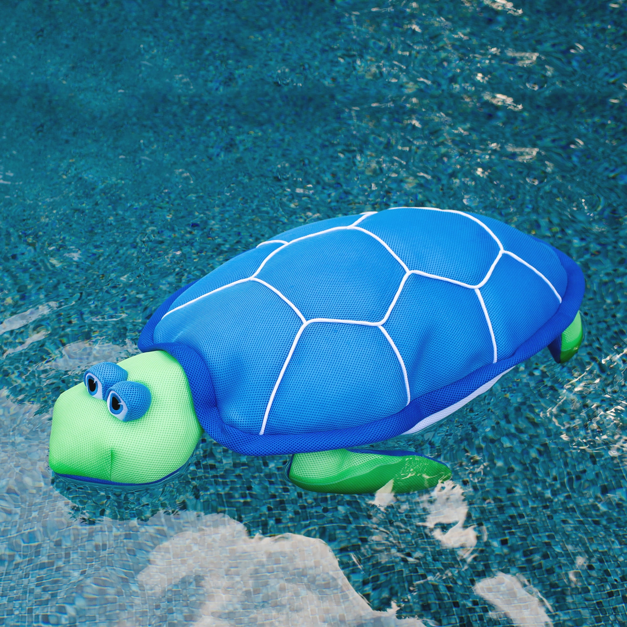 Big Joe Pool Petz Large Turtle Animal Pool Toy Float, Turtle Shape Mesh, Quick Draining Fabric, 3 feet