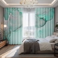 thumbnail image 2 of Aqua Marble Blackout Curtains for Bedroom/Living Room, Pinch Pleated Black Out Curtains, Modern Abstract Waves Silvery Farmhouse Room Darkening Window Drapes with Hooks 2 Panels, 39"x70", 2 of 8