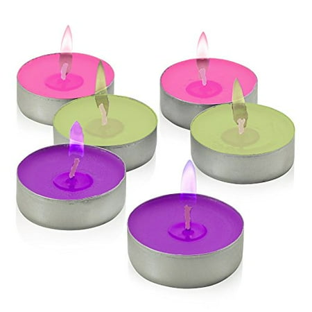 Decor Hut Colorflame Tea Candles, Colored Flame, Glows Bright Candles to Enhance Your Party Evening and Cakes! Great for Every Occasion!