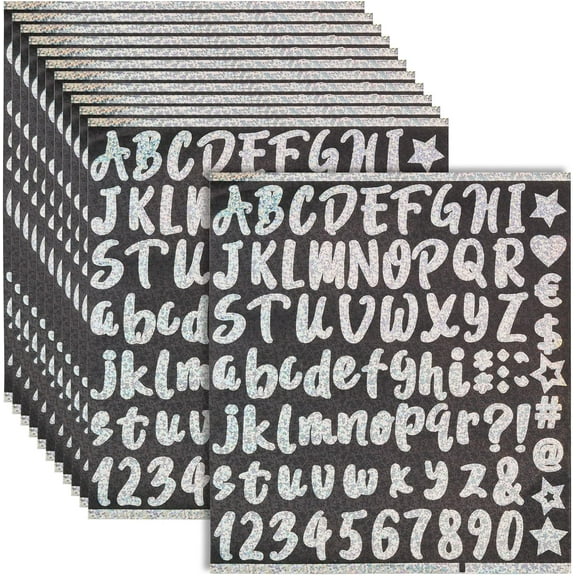 960 Pcs 12 Sheets Glitter Letter Stickers 1inch Alphabet Number Sign Stickers Self Adhesive Waterproof Stickers Labels Sign Decals for Art Craft Bottles Scrapbooking Room Decor colorful DIY