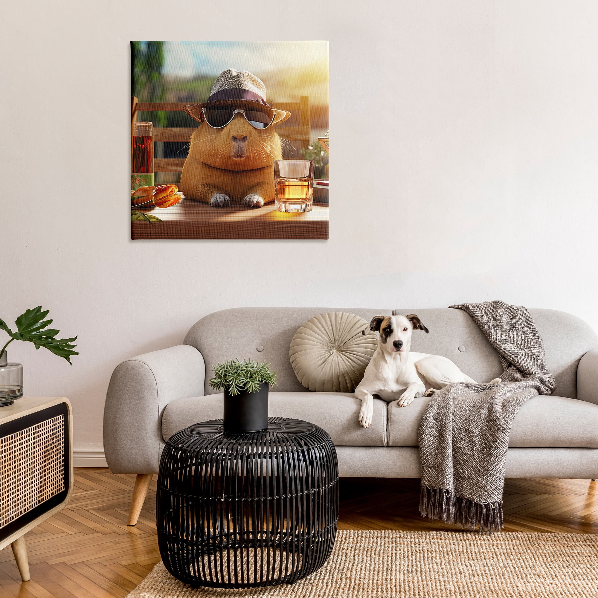 Stupell Industries Capybara & Summer Scenery Animals & Insects Painting Gallery Wrapped Canvas Art Print Wall Art, 36 x 36