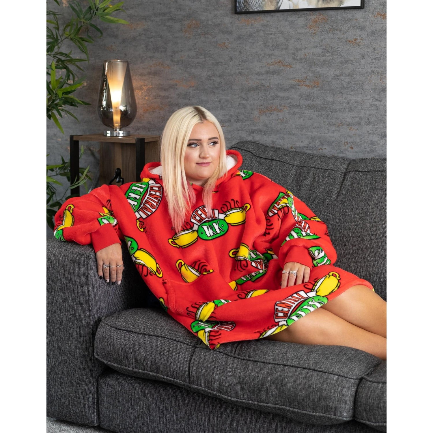 Friends Adult Oversized Hoodie Blanket Red One Size