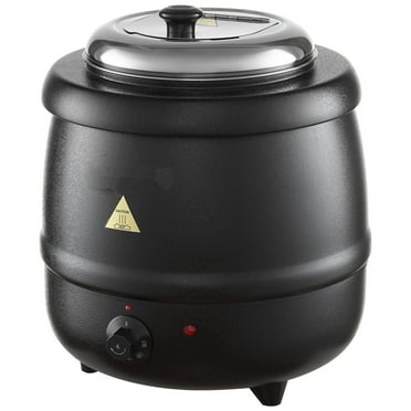 KFFKFF Electric Soup Warmer, 10QT Commercial Soup Kettle with Removable 304 Stainless Steel Insert, Adjustable Temperature Range 95~176°F, Ideal for Restaurants and Large Families, Black