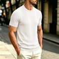 thumbnail image 6 of JTSRKL Mens Ribbed Knit Shirts Crewneck Short Sleeve Breathable Lightweight Tees Textured Summer Casual Daily Comfort Soft Wear Tops, 6 of 8