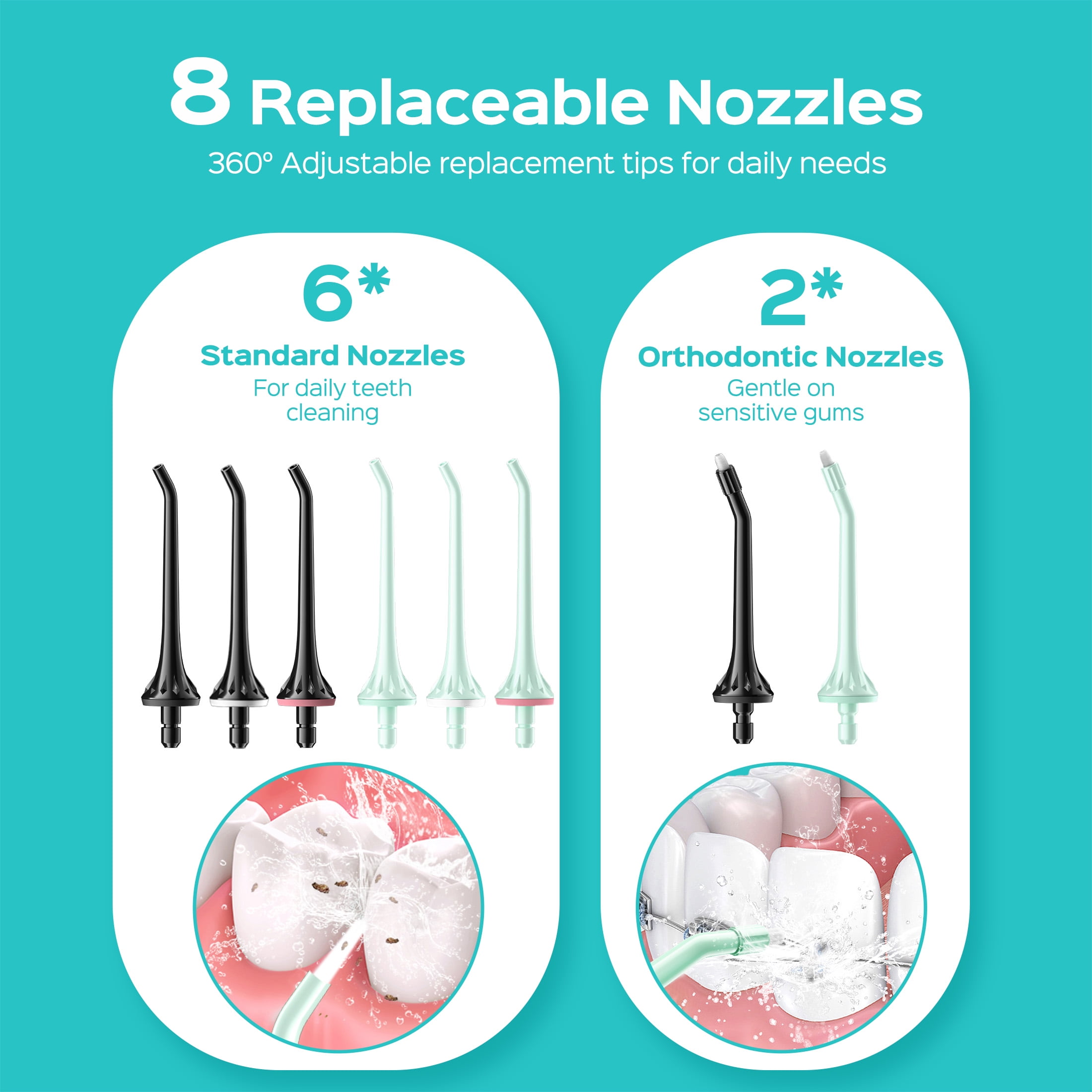 COSLUS CX30 2-Pack Water Flosser for Teeth,Water Dental Flosser Pick for Teeth,3 Modes & 8 DIY Levels for Sensitive Gums & Braces