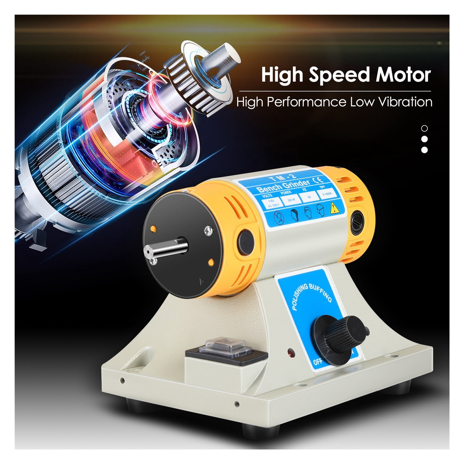 Jewelry Rock Gem Polishing Buffer Machine Bench Lathe Polisher 350W Electric Jewelry Rock Grinder Mill Grinding Machine