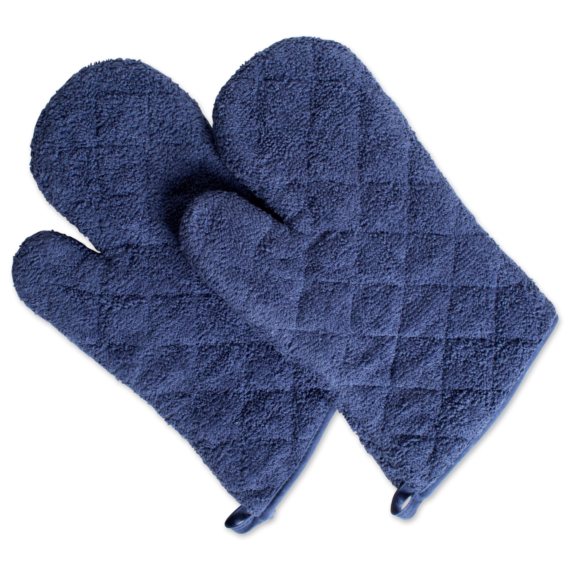 DII French Blue Terry Oven Mitt (Set of 2), 7x13", 100 Cotton