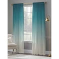 thumbnail image 4 of Teal Blue Ombre Sheer Curtains 96 Inch Length 2 Panels Set Window Treatments, Contemporary Gradient Abstract Art Rod Pocket Semi Curtains for Living Room/Bedroom/Kitchen Décor, 104"W x 96"L, 4 of 7