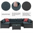 thumbnail image 5 of 7 PCS Patio Furniture Set, Outdoor Conversation Set, PE Rattan Wicker Sectional Sofa Set, Wicker Couch Set with Cushions & Coffee Table, Sectional Furniture for Patio Lawn Poolside, 5 of 11