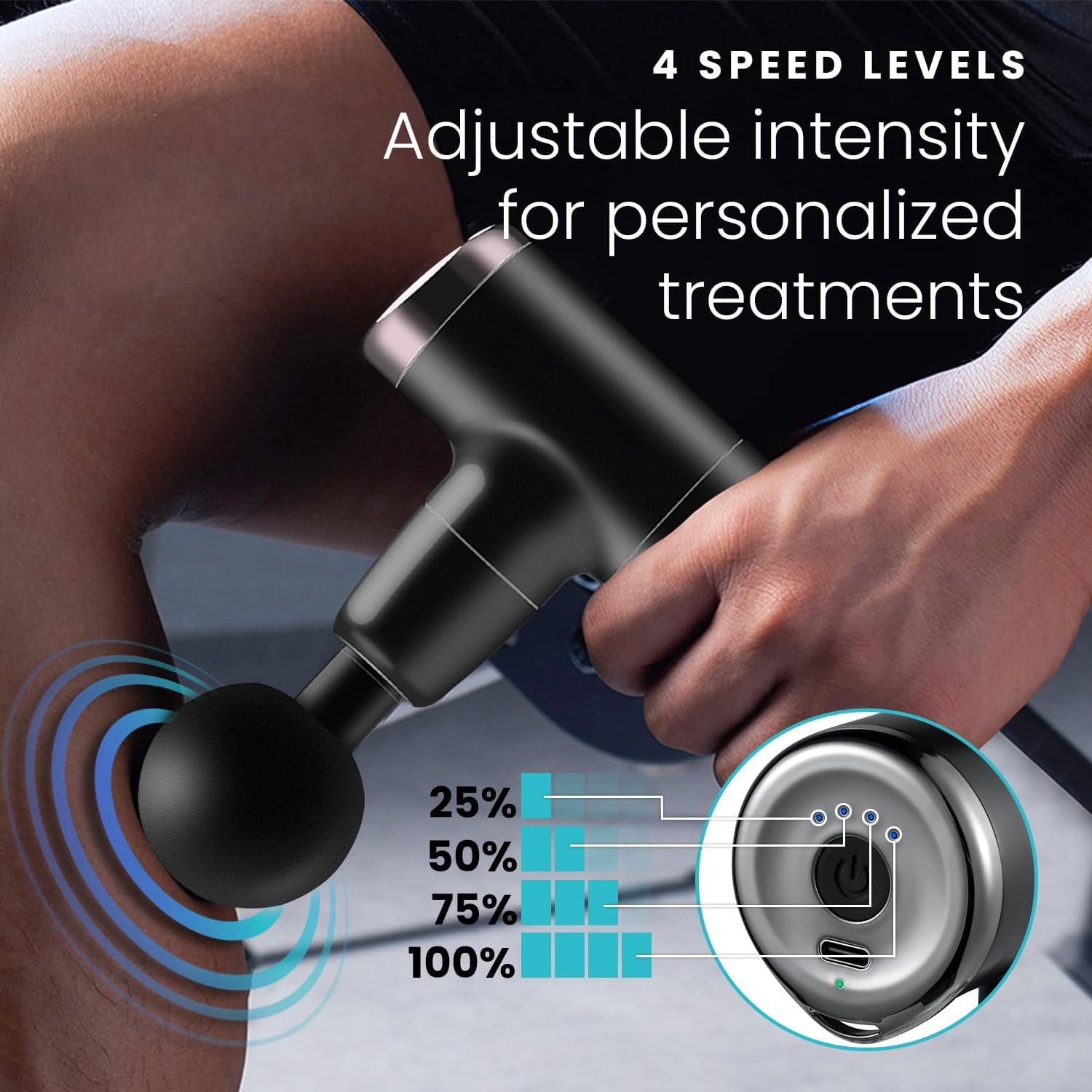 HOM Deep Tissue Mini Massage Gun - Quiet Portable Handheld Massager for Muscle Soreness Back Pain Relief