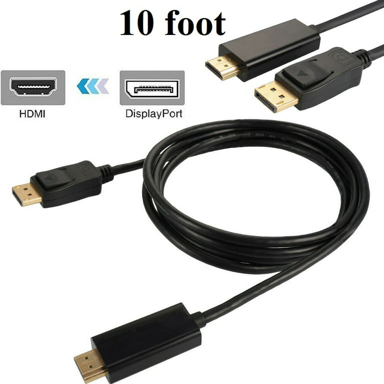 Cablevantage Display Port DP to HDMI Displayport to HDMI Cable Cord Male to  Male 10 Feet 3M 