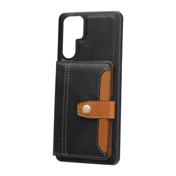 Funda para teléfono y tarjetero resistente a los arañazos para teléfono S23 para mujer Negro