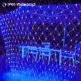 thumbnail image 2 of 4.9ft x 4.9ft Solar Net Mesh Lights, 96LED Waterproof Christmas Lights 8 Modes with Remote Decorative Lights for Garden Yard Bush Holiday New Years Party, Blue, 2 of 8