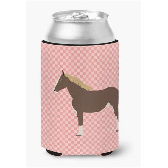 Percheron Horse Pink Check Can or Bottle Hugger