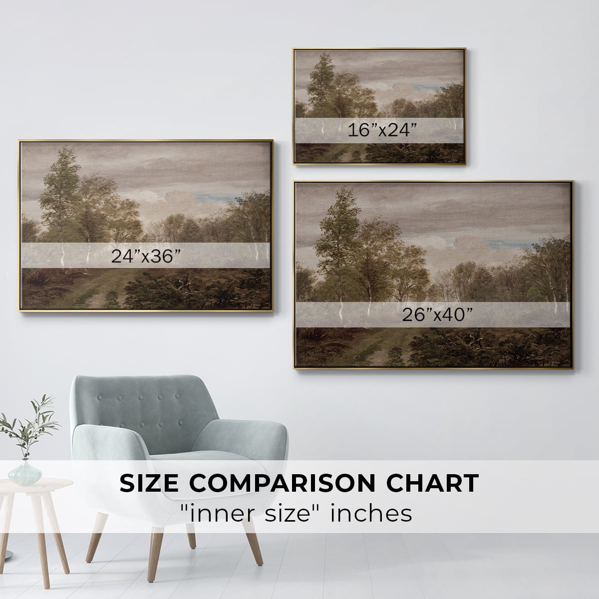 Vintage Landscape-CCCXV By Wexford Home Framed in Gold Wood Gallery Wrapped Canvas 27 in. x 41 in.