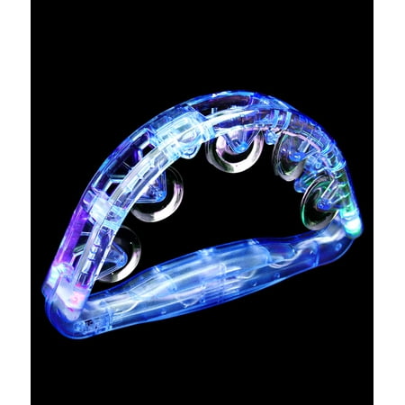 Light Up Tambourine Novelty Toy Noisemaker - Musicial Flashing Tambourine Instrument Party Favors for Kids - Blue