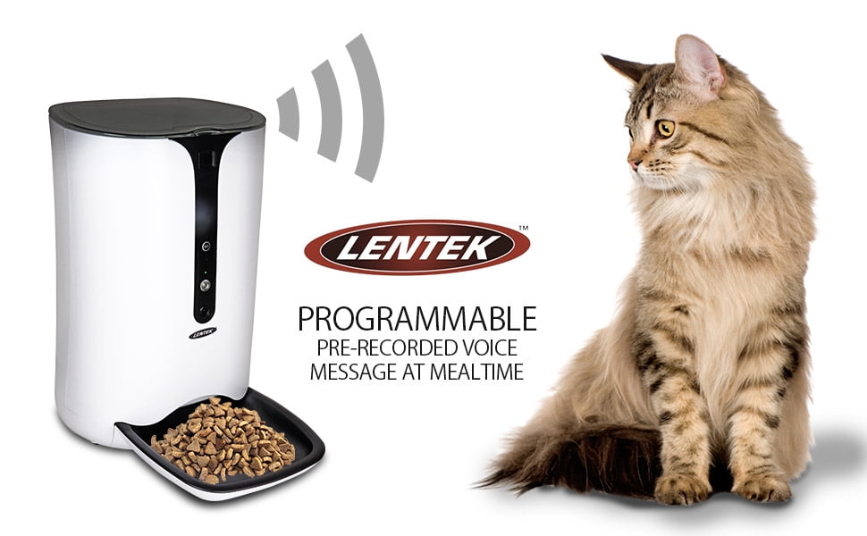 Lentek Smart Pet Feeder with 720p HD Video, 2-Way Audio, 200 oz. Programmable WiFi Cat or Dog Food Dispenser, Schedule Mealtimes, Automatic Portion Control, Free App for iPhone and Android Smartphone