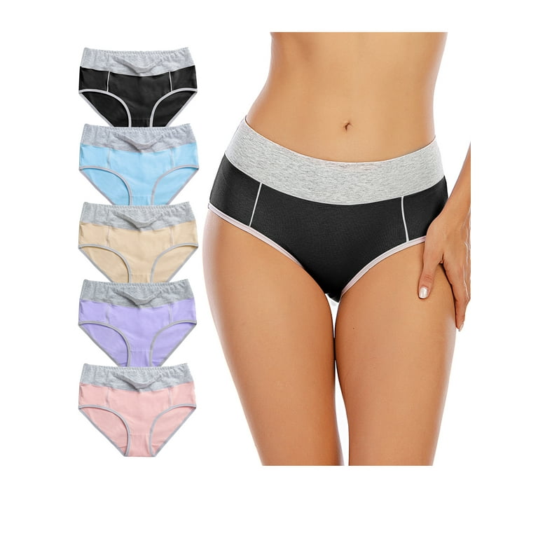 Buy Women's Cotton Underwear High Waist Underwear Soft Stretchy Ladies  Panties for Women Comfortable Full Coveage Briefs Multipack at