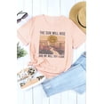 thumbnail image 2 of ABPHQTO Camiseta rosa con estampado de letras The Sun Will Rise And We Will Try Again para mujer, 2 of 5